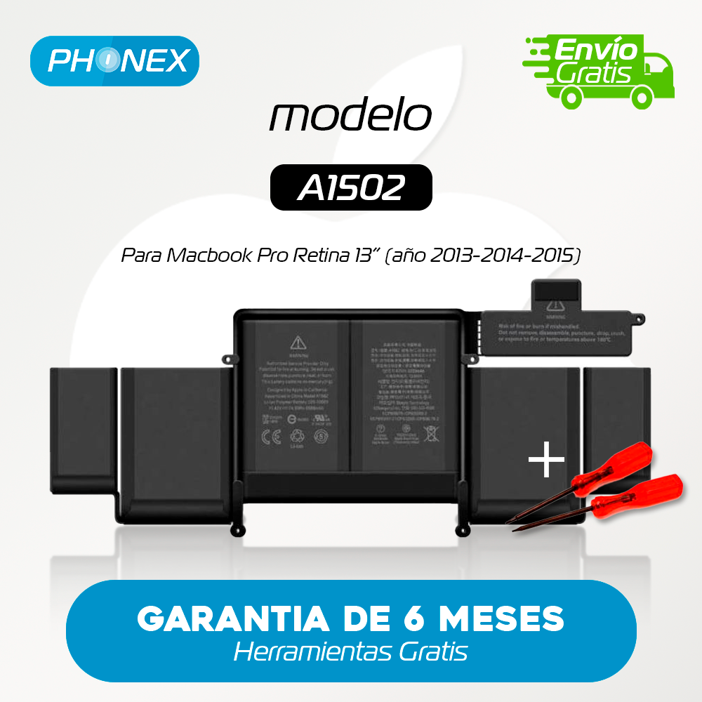 Batería para Macbook Pro Retina 13” A1502 (Año 2013-2014-2015) - Phonex